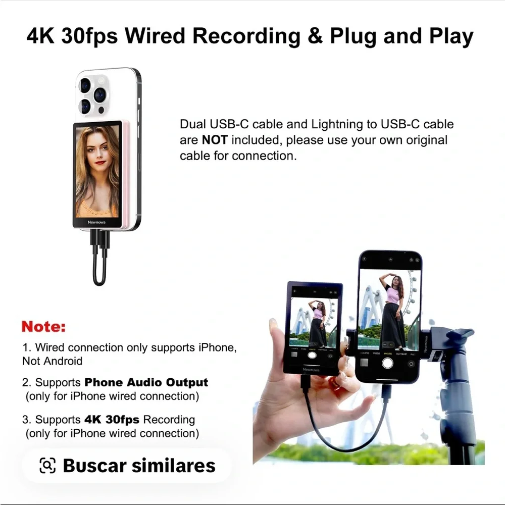 Magnetic Phone Vlog Selfie Screen - White